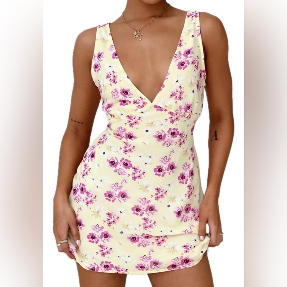 PP Nellie Mini Dress Yellow Floral Size 6